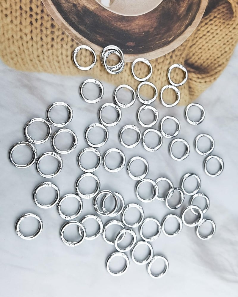 Hibmisy 50pcs 1 Inch Metal Spring O Rings,Round Carabiners Clips Snap Hooks for Keychains, Purse, Shoulder Bag,DIY Crafts (Silvery) - Image 4